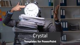  Presentation with late - Amazing PPT theme having young-male-employee-working-late backdrop and a dark gray colored foreground