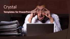  Presentation with late - Presentation theme having young-male-employee-working-late background and a  colored foreground