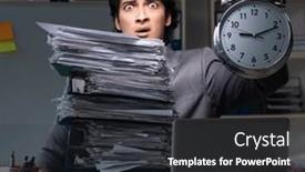  Presentation with late - Presentation design enhanced with young-male-employee-working-late background and a dark gray colored foreground