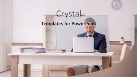  Presentation with disease - Audience pleasing slides consisting of young-male-employee-working backdrop and a light gray colored foreground