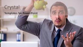  Presentation with employee - Slide deck having young-male-employee-working background and a mint green colored foreground