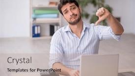  Presentation with employee - Presentation design with young-male-employee-working background and a mint green colored foreground