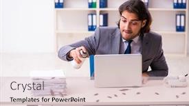  Presentation with employee - Presentation theme having young-male-employee background and a lemonade colored foreground