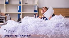  Presentation with employee recongnition - Theme having young-male-employee background and a sky blue colored foreground