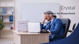  Presentation with employee - PPT layouts enhanced with young-male-employee background and a sky blue colored foreground