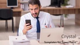  Presentation with employee - Theme having young-male-employee background and a lemonade colored foreground