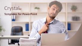  Presentation with employee - Slides with young-male-employee background and a lemonade colored foreground