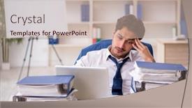  Presentation with employee anniversary work office - Presentation design having young-male-employee background and a soft green colored foreground