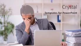  Presentation with employee - Theme enhanced with young-male-employee background and a soft green colored foreground