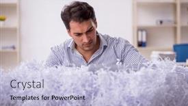  Presentation with employee health and safety - Presentation theme having young-male-employee background and a light blue colored foreground