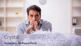  Presentation with cut - Slide set featuring young-male-employee and a  colored foreground