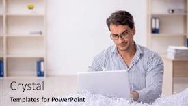  Presentation with cut - Theme consisting of young-male-employee background and a  colored foreground