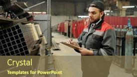  Presentation with construction materials - PPT theme consisting of young-male-engineer-with-document background and a violet colored foreground