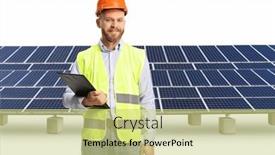  Presentation with solar - PPT theme consisting of young-male-engineer background and a yellow colored foreground
