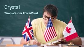  Presentation with english teacher - Slide deck having young-male-english-language-teacher background and a ocean colored foreground