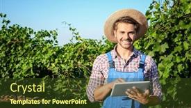  Presentation with tablet - Beautiful presentation theme featuring young-male-farmer-holding-tablet backdrop and a tawny brown colored foreground