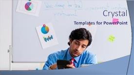  Presentation with financial - Slide set having young-male-financial-manager-working background and a sky blue colored foreground