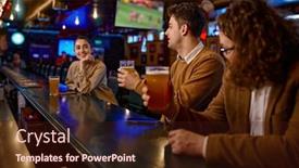  Presentation with friends - Slides featuring young-male-friends-flirting background and a wine colored foreground