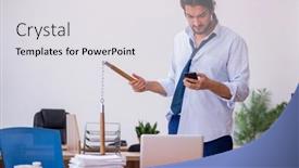  Presentation with nun - PPT layouts with young-male-furious-employee-holding background and a light gray colored foreground