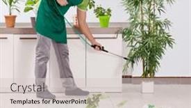  Presentation with plants - Presentation design having young-male-gardener-with-plants background and a lemonade colored foreground