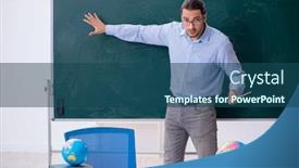  Presentation with geography - PPT layouts enhanced with young-male-geography-teacher background and a ocean colored foreground