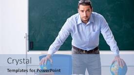  Presentation with geography - Audience pleasing presentation consisting of young-male-geography-teacher backdrop and a light blue colored foreground