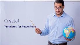  Presentation with geography - Cool new theme with young-male-geography-teacher backdrop and a sky blue colored foreground