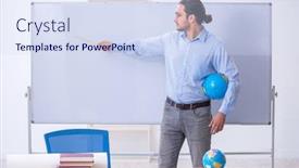  Presentation with geography - Beautiful slides featuring young-male-geography-teacher backdrop and a sky blue colored foreground