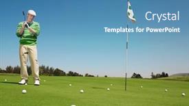  Presentation with green - Colorful presentation enhanced with young-male-golfer-on-putting backdrop and a teal colored foreground