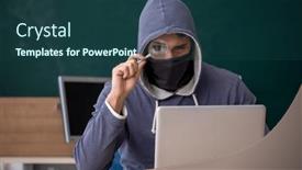  Presentation with hacker - Presentation enhanced with young-male-hacker-sitting background and a ocean colored foreground