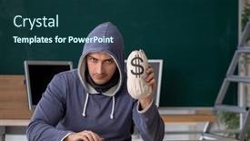  Presentation with hacker - PPT layouts featuring young-male-hacker-sitting background and a ocean colored foreground