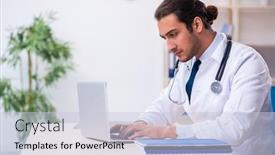  Presentation with working - Slide deck enhanced with young-male-handsome-doctor-working background and a lemonade colored foreground