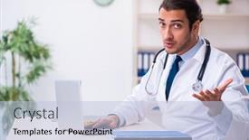  Presentation with clinic - Cool new presentation with young-male-handsome-doctor-working backdrop and a light blue colored foreground