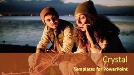  Presentation with harmonica - Presentation theme enhanced with young-male-hiker-looking background and a tawny brown colored foreground