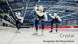  Presentation with rink - Presentation design enhanced with young-male-ice-skater background and a  colored foreground