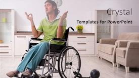  Presentation with wheel - Presentation theme with slavery - young male invalid in wheel-chair background and a light gray colored foreground