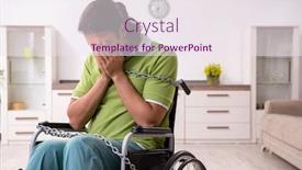  Presentation with wheel - PPT layouts featuring young-male-invalid-in-wheel background and a sky blue colored foreground