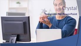  Presentation with young students working in groups - Amazing slide deck having young-male-it-specialist-working backdrop and a sky blue colored foreground