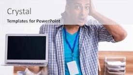  Presentation with office - Presentation featuring young-male-it-specialist and a sky blue colored foreground