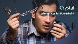  Presentation with young students working in groups - Colorful presentation design enhanced with young male jeweller working at night in his workshop backdrop and a tawny brown colored foreground