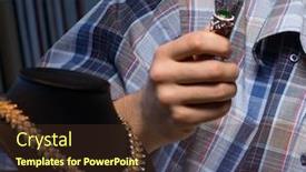  Presentation with night - PPT layouts having young-male-jeweller-working background and a tawny brown colored foreground