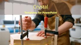  Presentation with assembling wooden furniture furniture - Presentation featuring young-male-jointer-fixing-wooden background and a tawny brown colored foreground