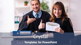  Presentation with judge - Slide set having young-male-judge-and-young background and a ocean colored foreground