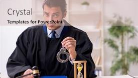  Presentation with management - Cool new slides with young-male-judge-in-time backdrop and a soft green colored foreground