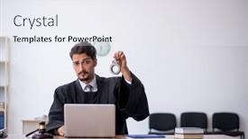  Presentation with judge - Slide set with young-male-judge-working background and a  colored foreground