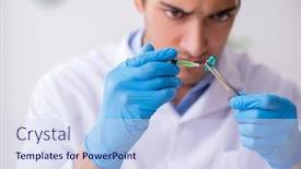  Presentation with drug synthesis - Theme having young-male-lab-assistant background and a sky blue colored foreground