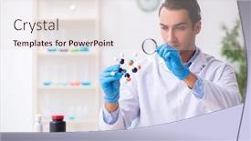  Presentation with drug synthesis - Amazing PPT theme having young-male-lab-assistant backdrop and a lemonade colored foreground