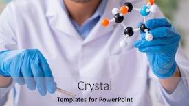  Presentation with drug synthesis - Theme featuring young-male-lab-assistant background and a light blue colored foreground