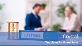  Presentation with old testament - Beautiful slide deck featuring young-male-lawyer-and-old backdrop and a teal colored foreground