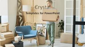  Presentation with living room - Presentation featuring young-male-loader-carrying background and a  colored foreground